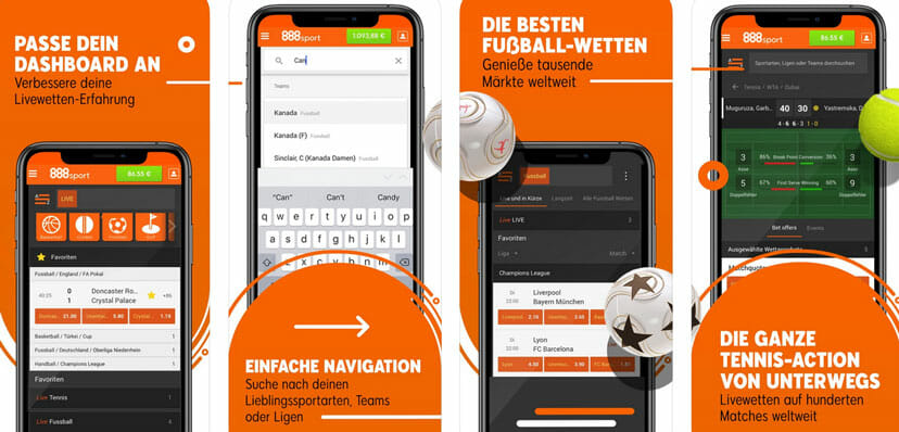 888 Sport Live und mobil wetten