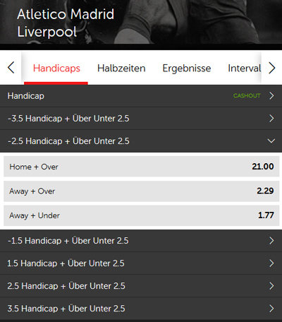 Asian Handicap Auswahl