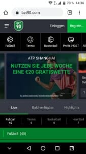 bet90 App Vorschau