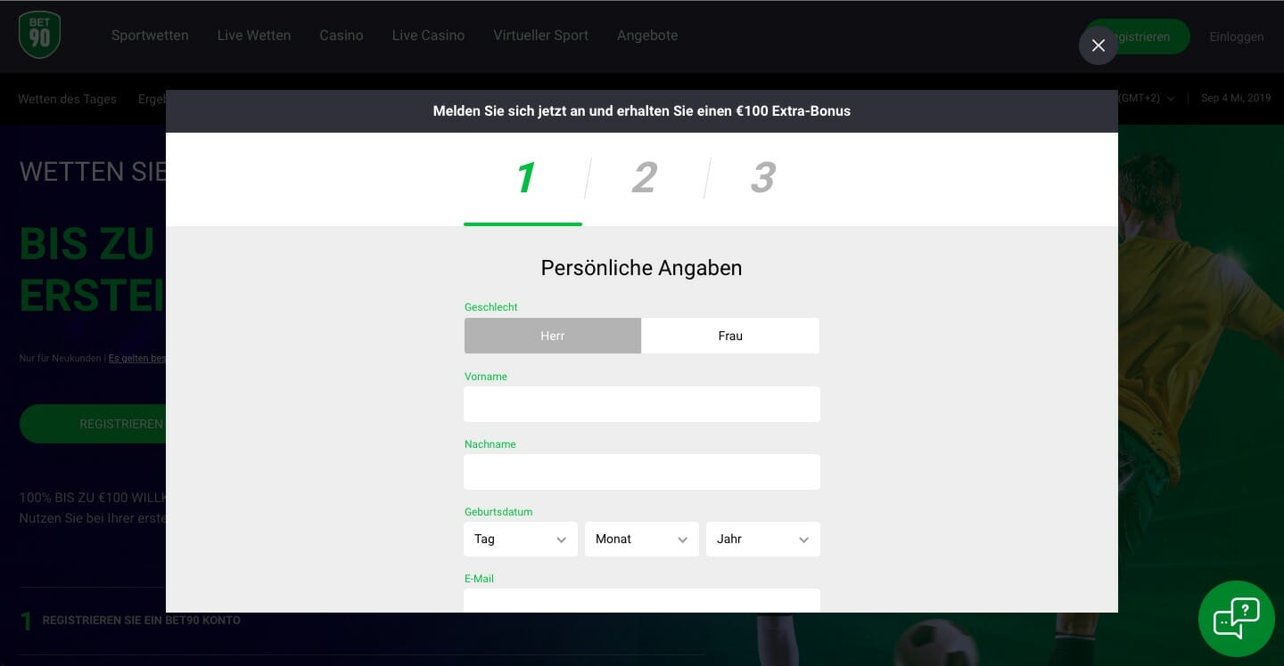 Bet90 Registrierung