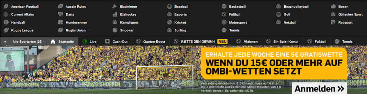 betfair Sportwetten Angebot