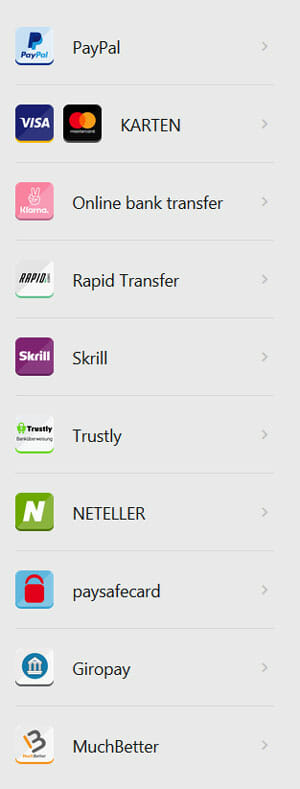 betway Zahlungsmethoden