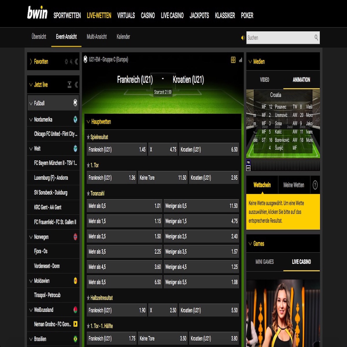 bwin Livewetten Vorschau