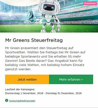 Mr Green Bestandskunden