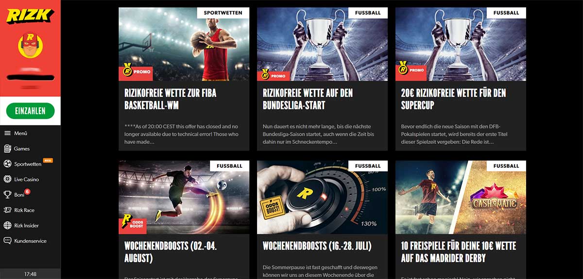 Rizk Sportwetten Promos