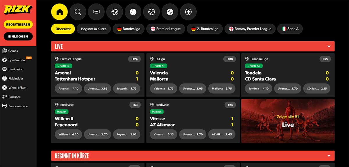 Rizk Sportwetten Wetten