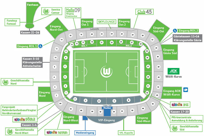 Volkswagen Arena Stadionplan VfL Wolfsburg