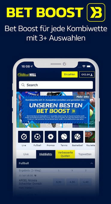 William Hill Sportwetten Bet Boost