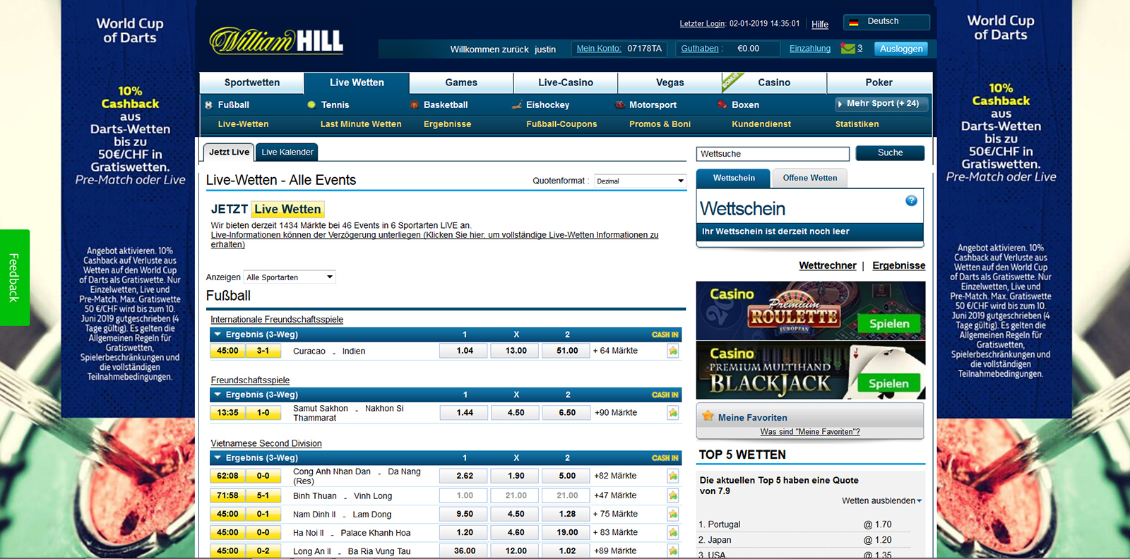 William Hill Vorschau